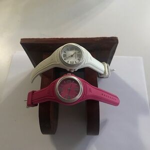 Judith Ripka Women’s Watches w/Silicone Straps- Pink/White